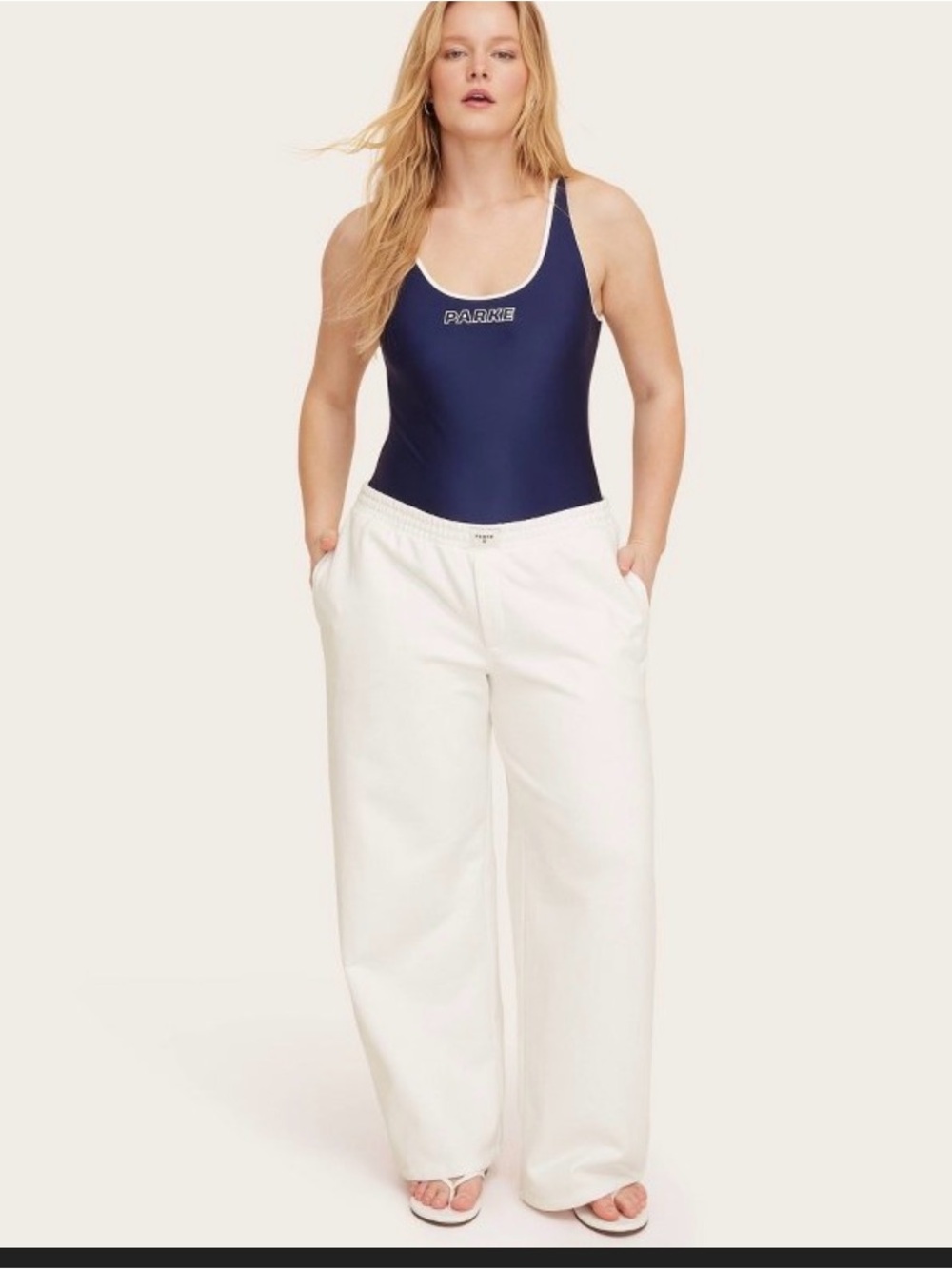 High-Rise Boxer Sweatpants - Parke x Target Cream NWT Size Medium